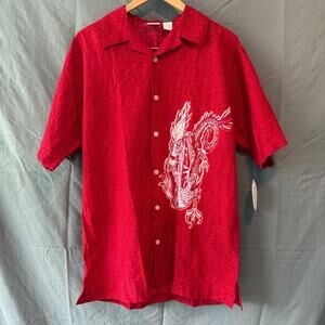 UTILITY Red Dragon Shirt Men Medium Aloha Casual Vintage Look
